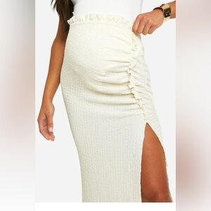Elegant Cream Ruched Skirt